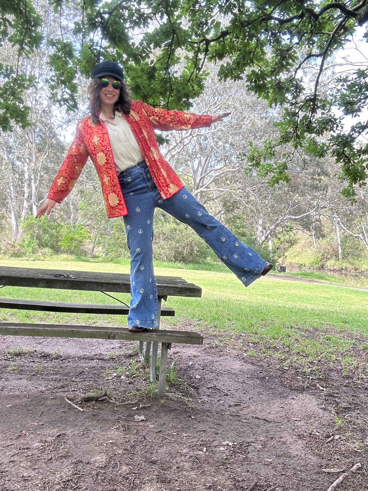 Red & Gold Silk Asian-Style Jacket