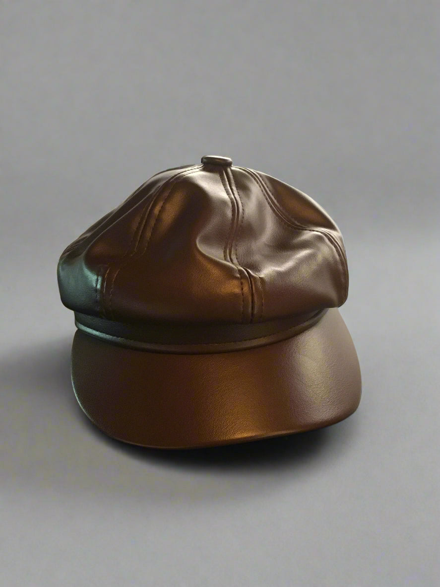 Brown Vinyl Peaky Blinders Cap