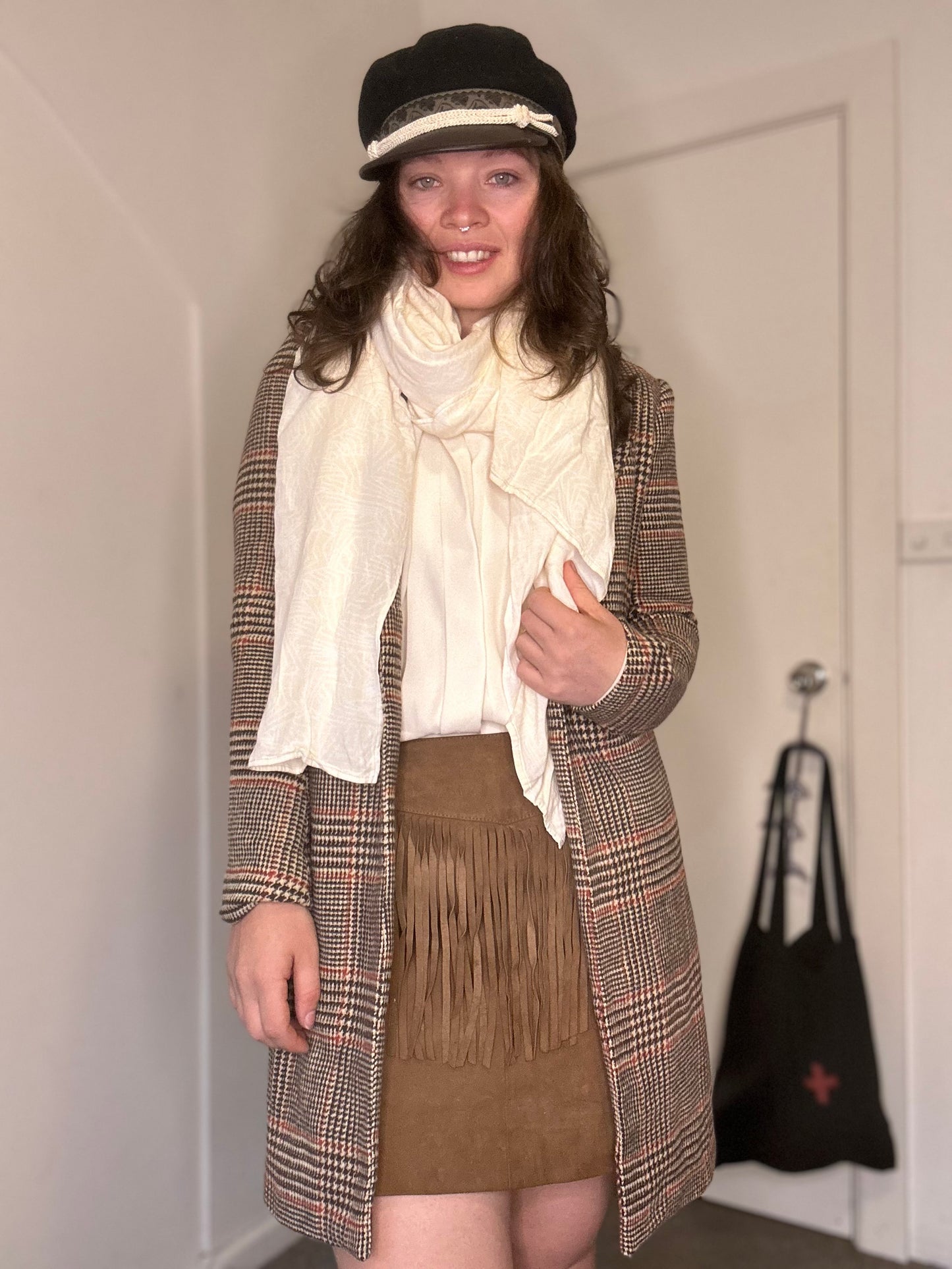Cream full length scarf