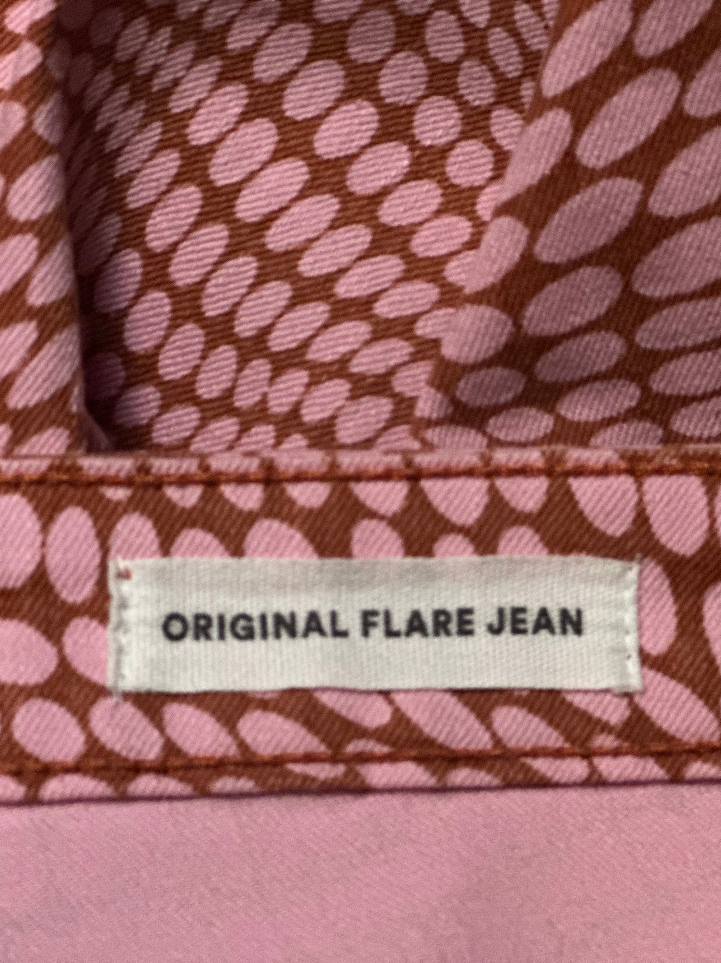 Pink and brown snake skin patterned flares