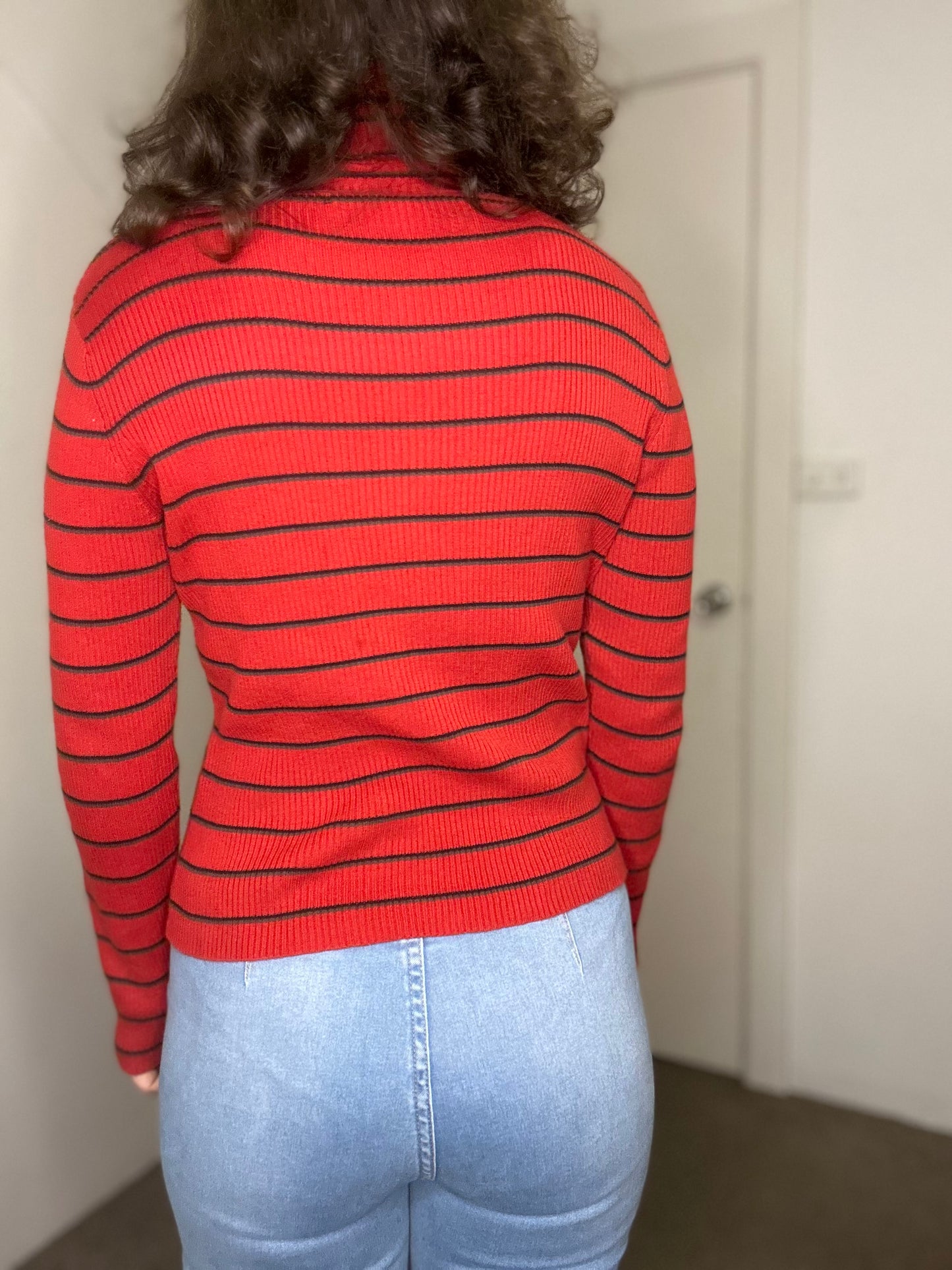 Vintage Style Red striped turtleneck