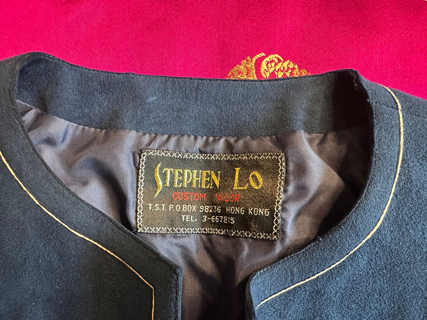 Vintage Navy Blue Suede Jacket