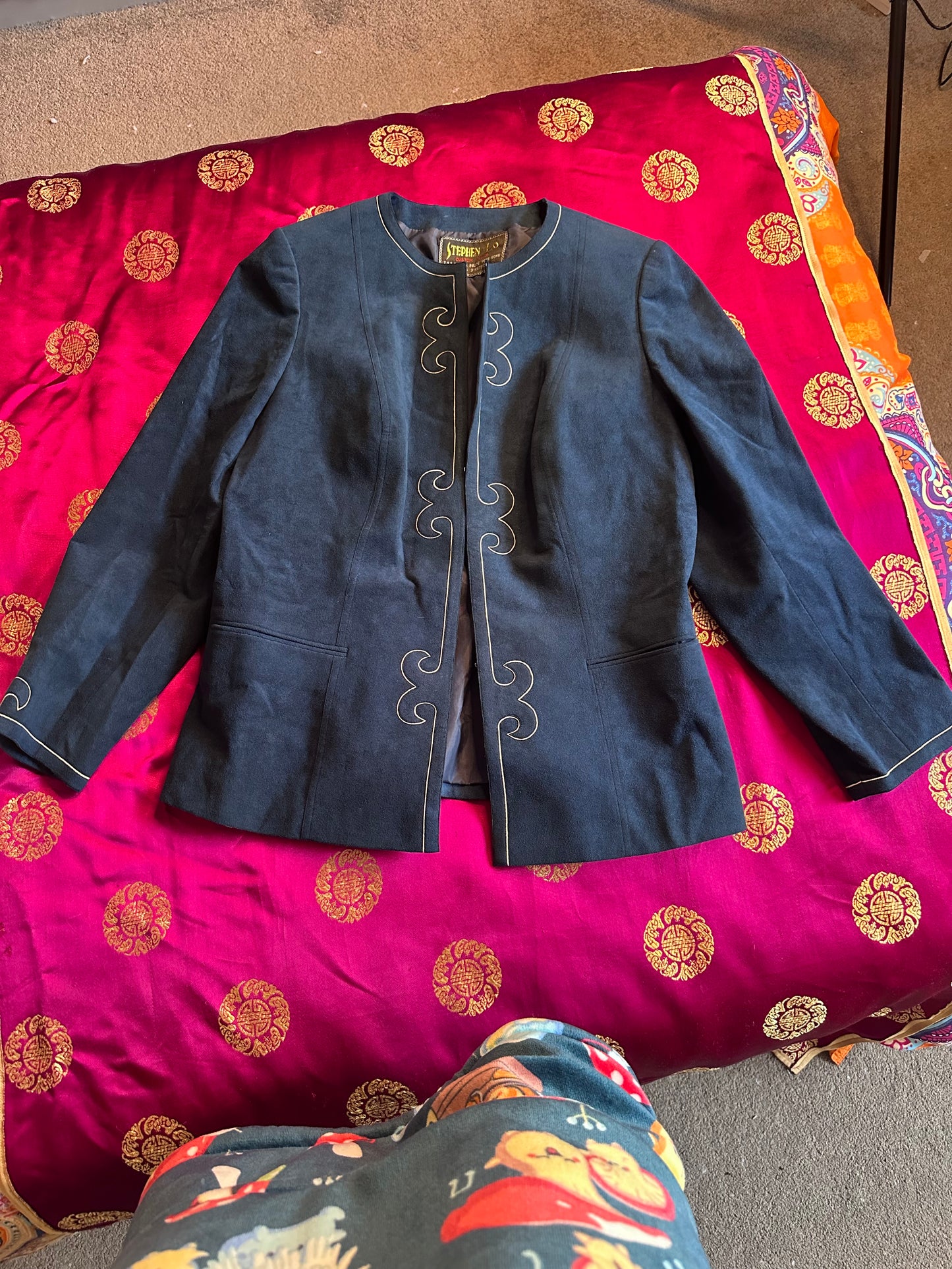 Vintage Navy Blue Suede Jacket
