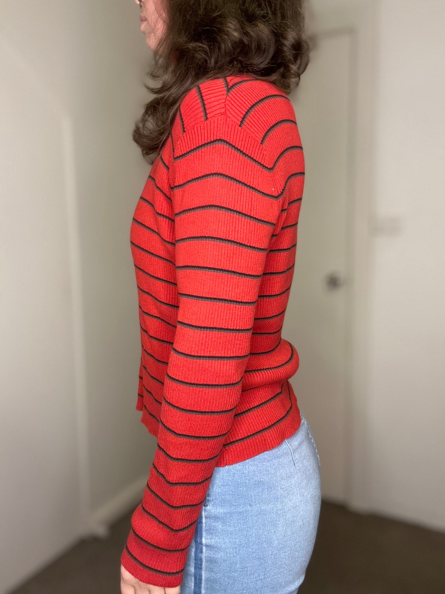Vintage Style Red striped turtleneck