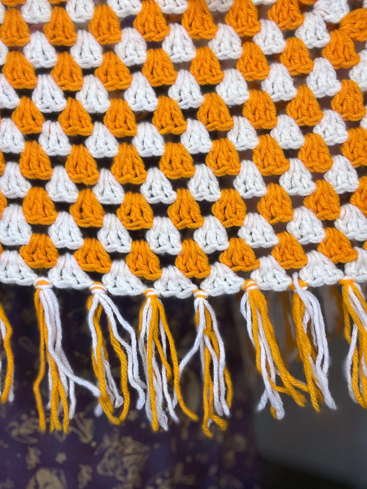 Orange crochet 60s style poncho ￼￼