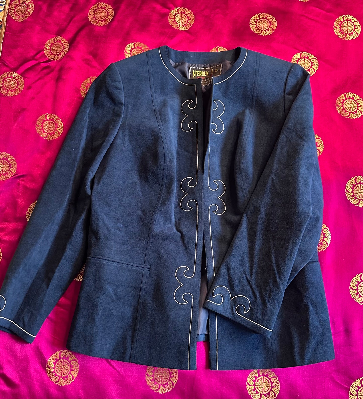 Vintage Navy Blue Suede Jacket