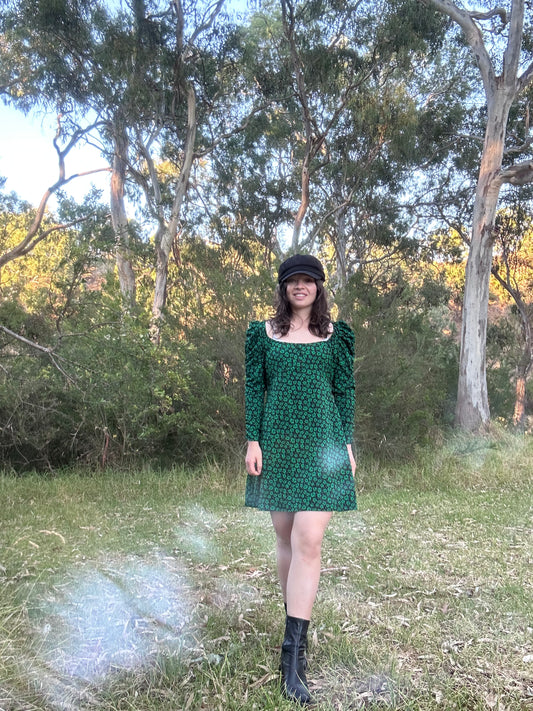 Back and Green 60 style mini dress