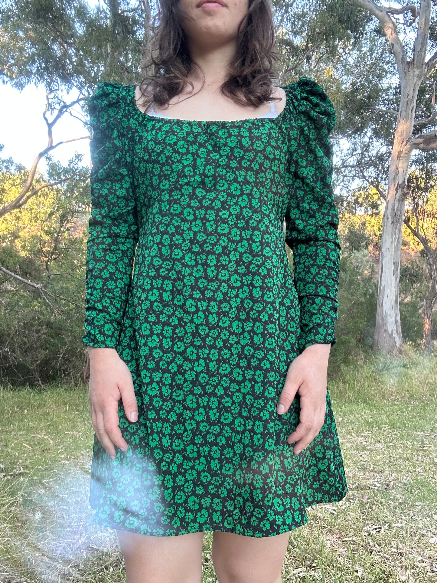Back and Green 60 style mini dress