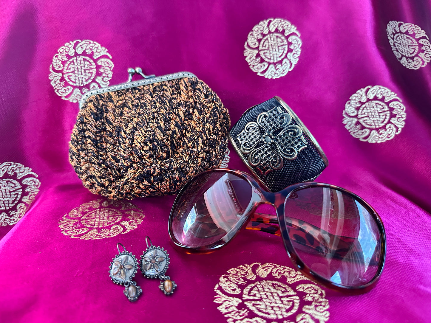 Burnt Orange Woven Evening Purse