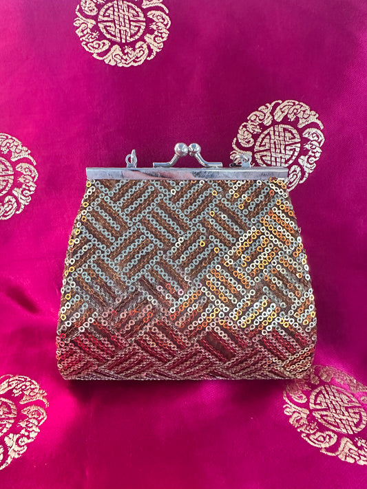 Orange & Silver Sequin Purse