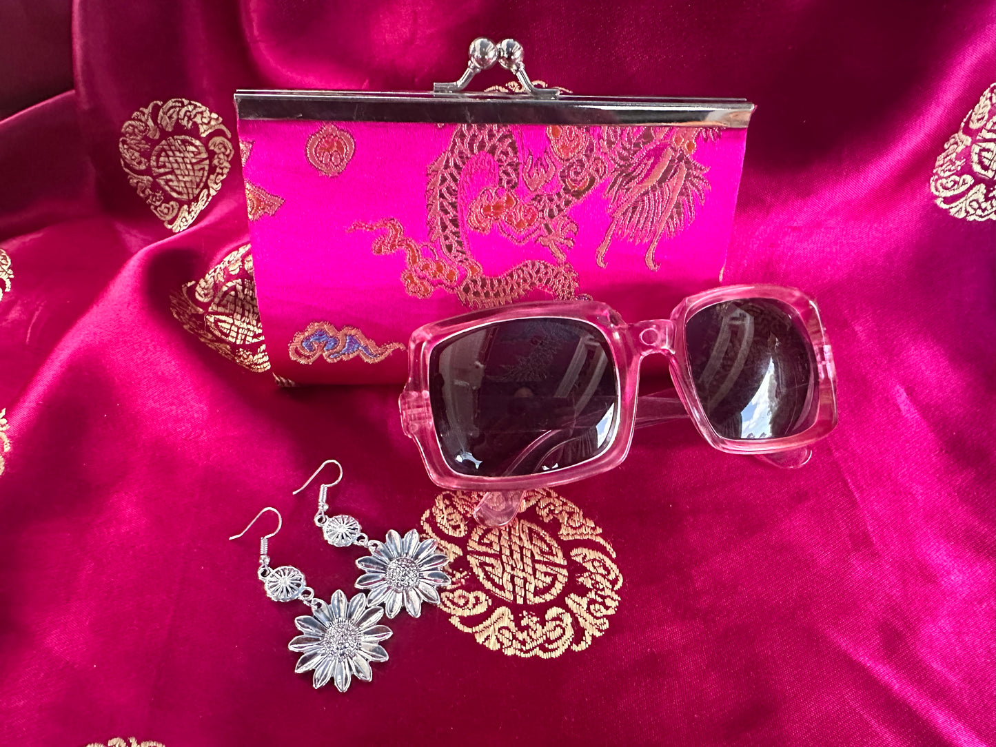 Pink Silk Asian Evening Purse