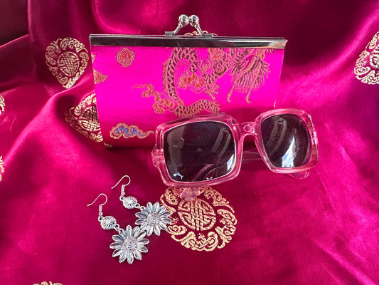 Pink Silk Asian Evening Purse