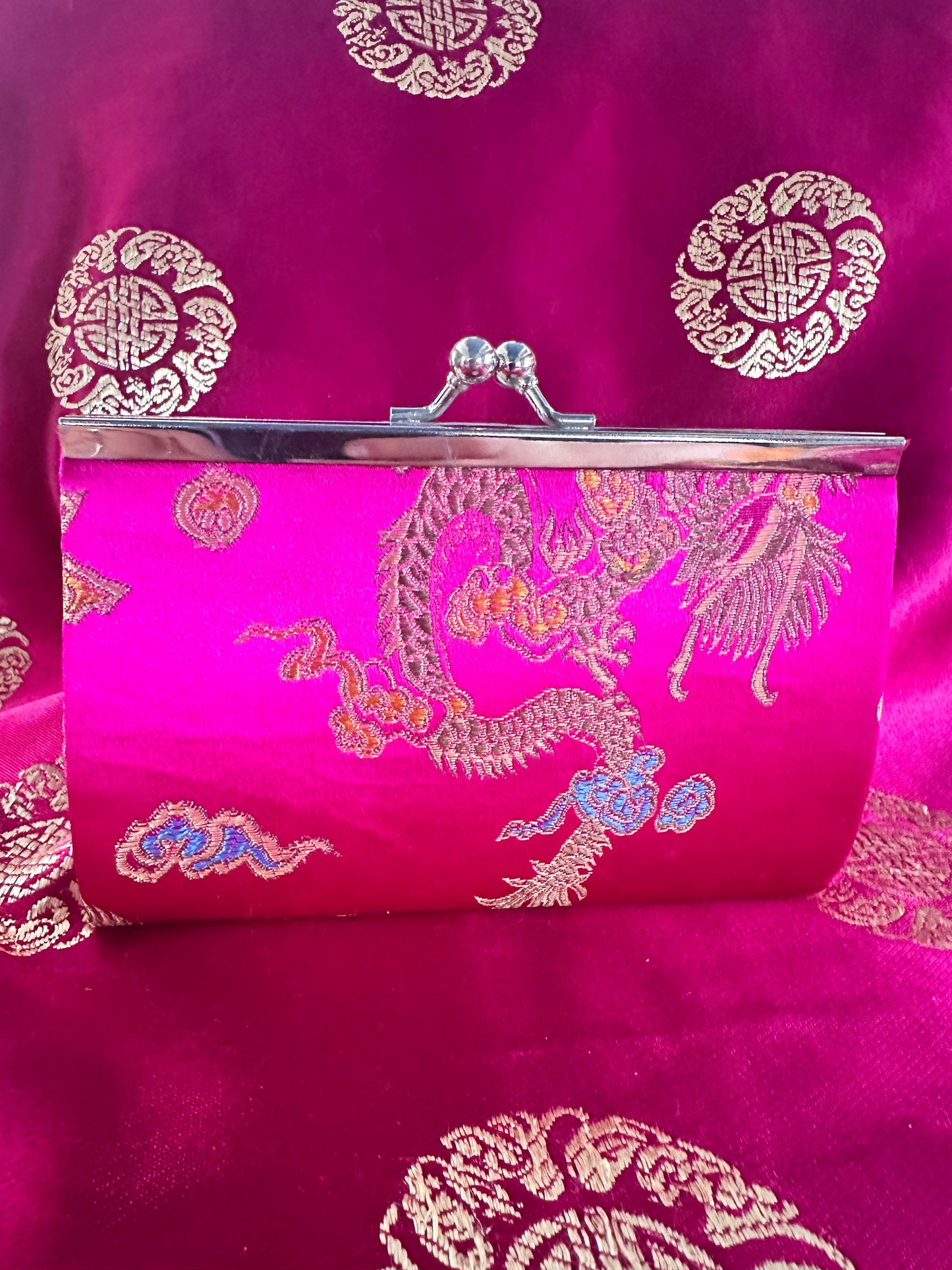 Pink Silk Asian Evening Purse