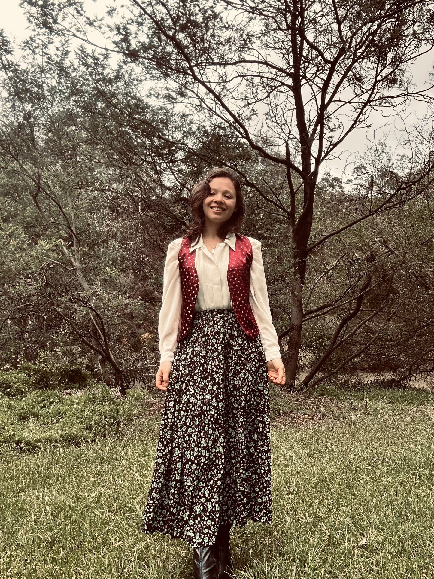 Green Floral Maxi Skirt