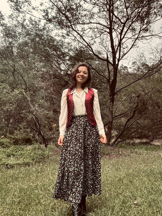 Green Floral Maxi Skirt