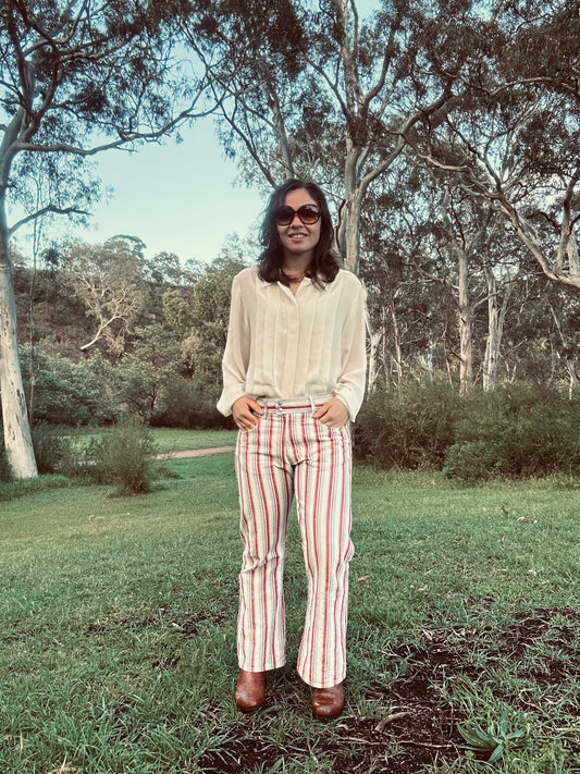 Italian Red striped Flare Jeans