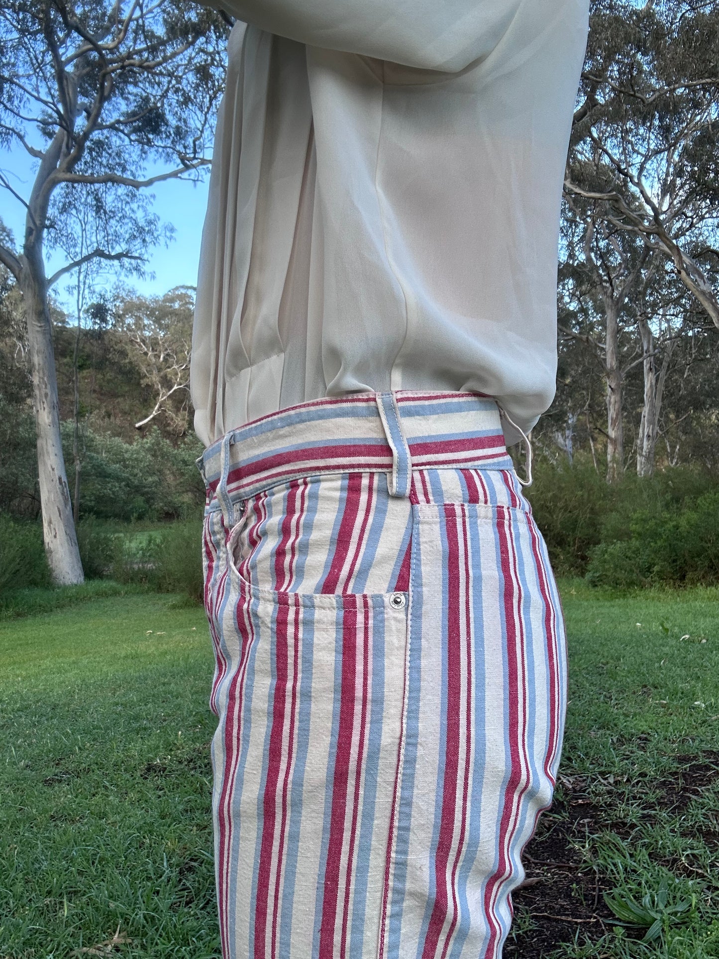 Italian Red striped Flare Jeans