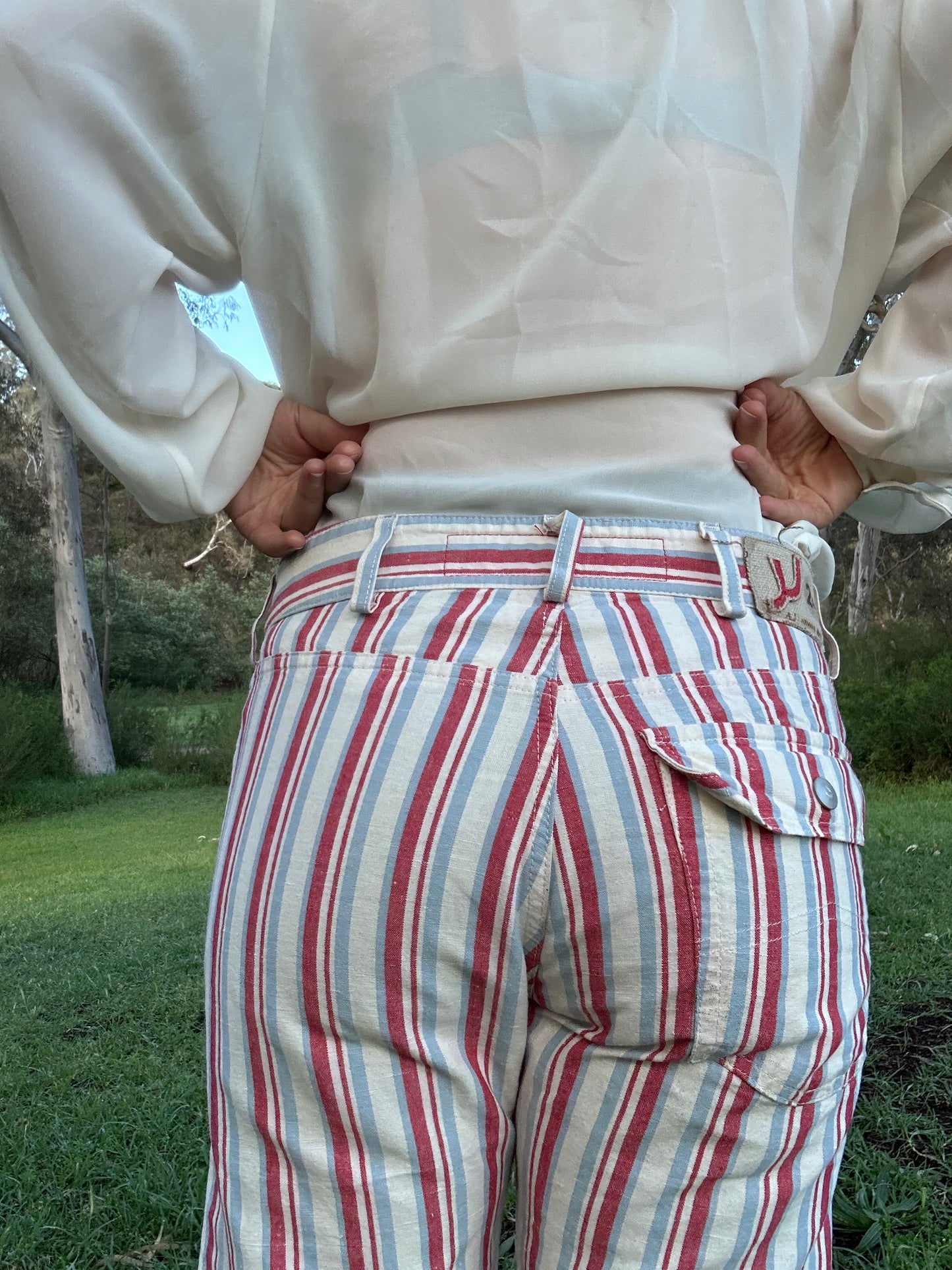 Italian Red striped Flare Jeans