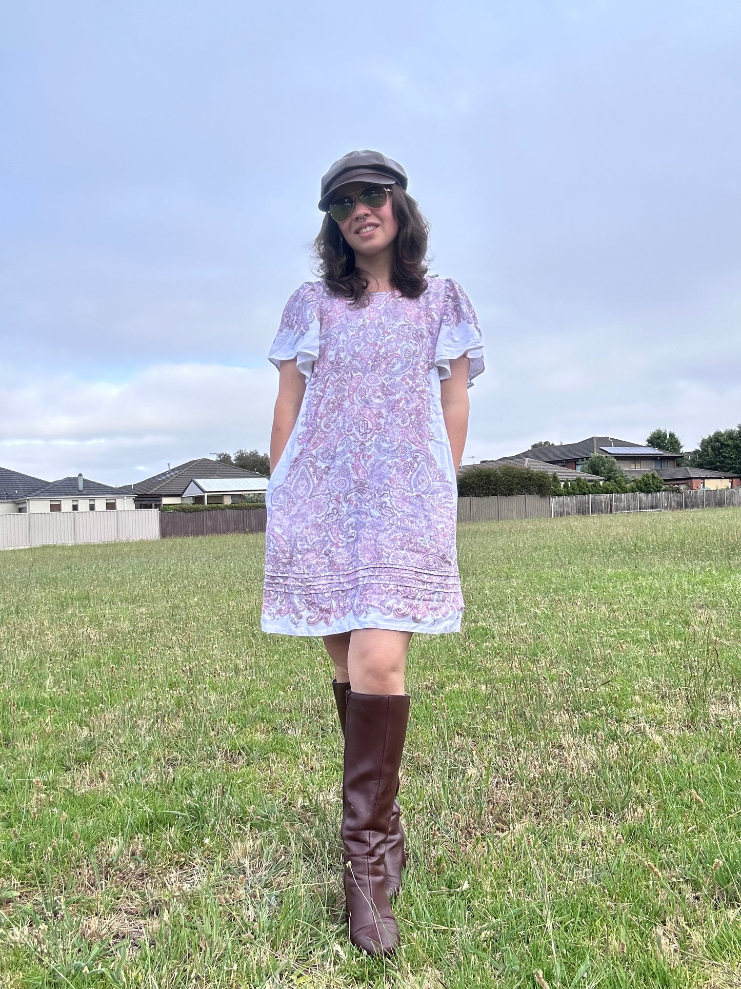 White Paisley Pink, Purple Dress