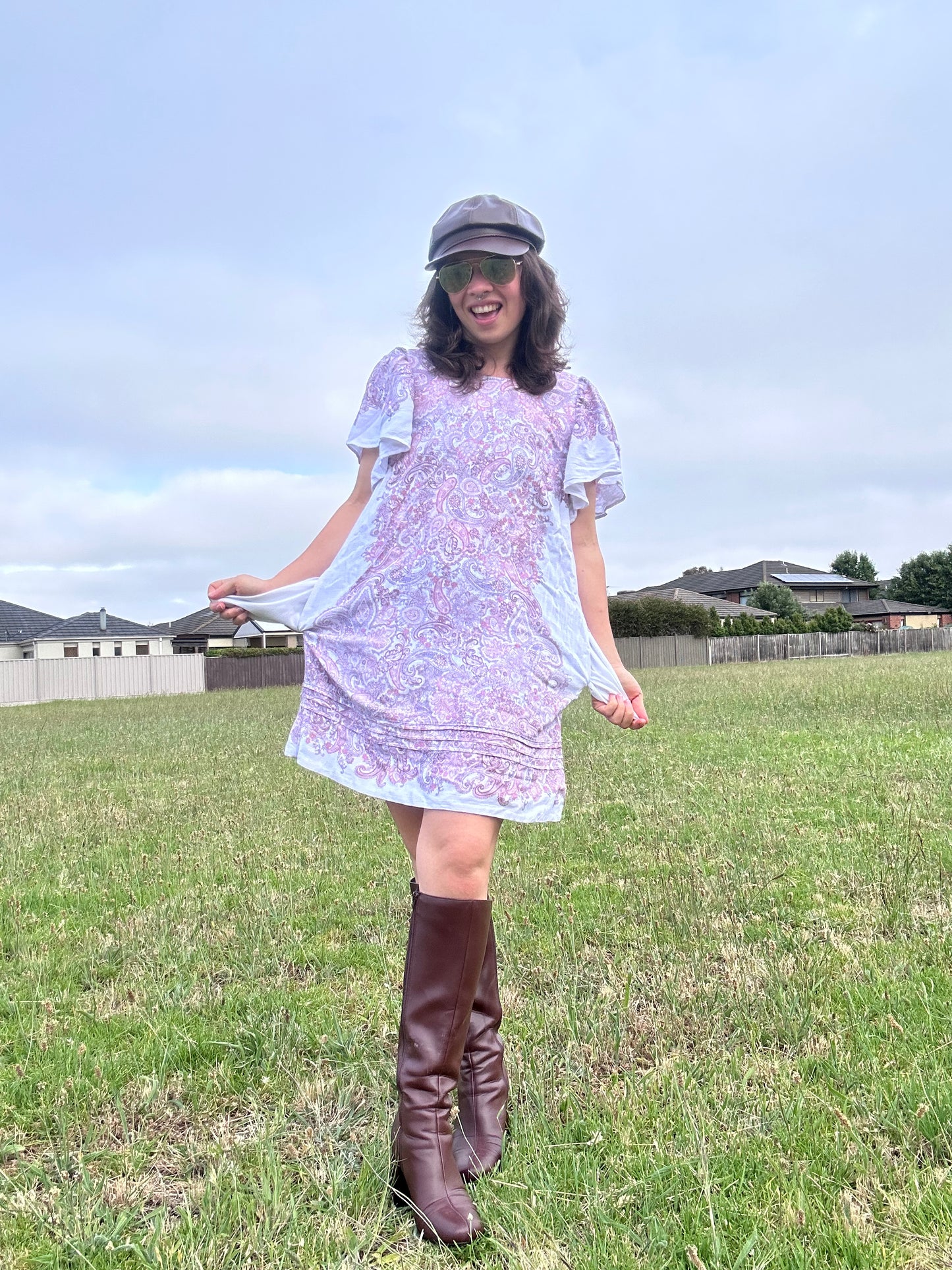 White Paisley Pink, Purple Dress
