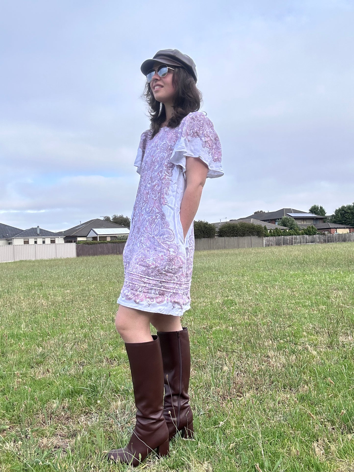 White Paisley Pink, Purple Dress