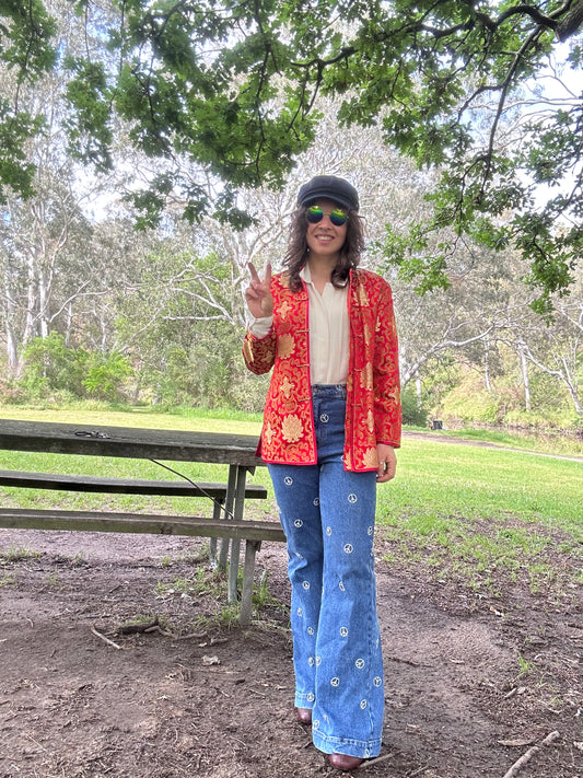 Red & Gold Silk Asian-Style Jacket
