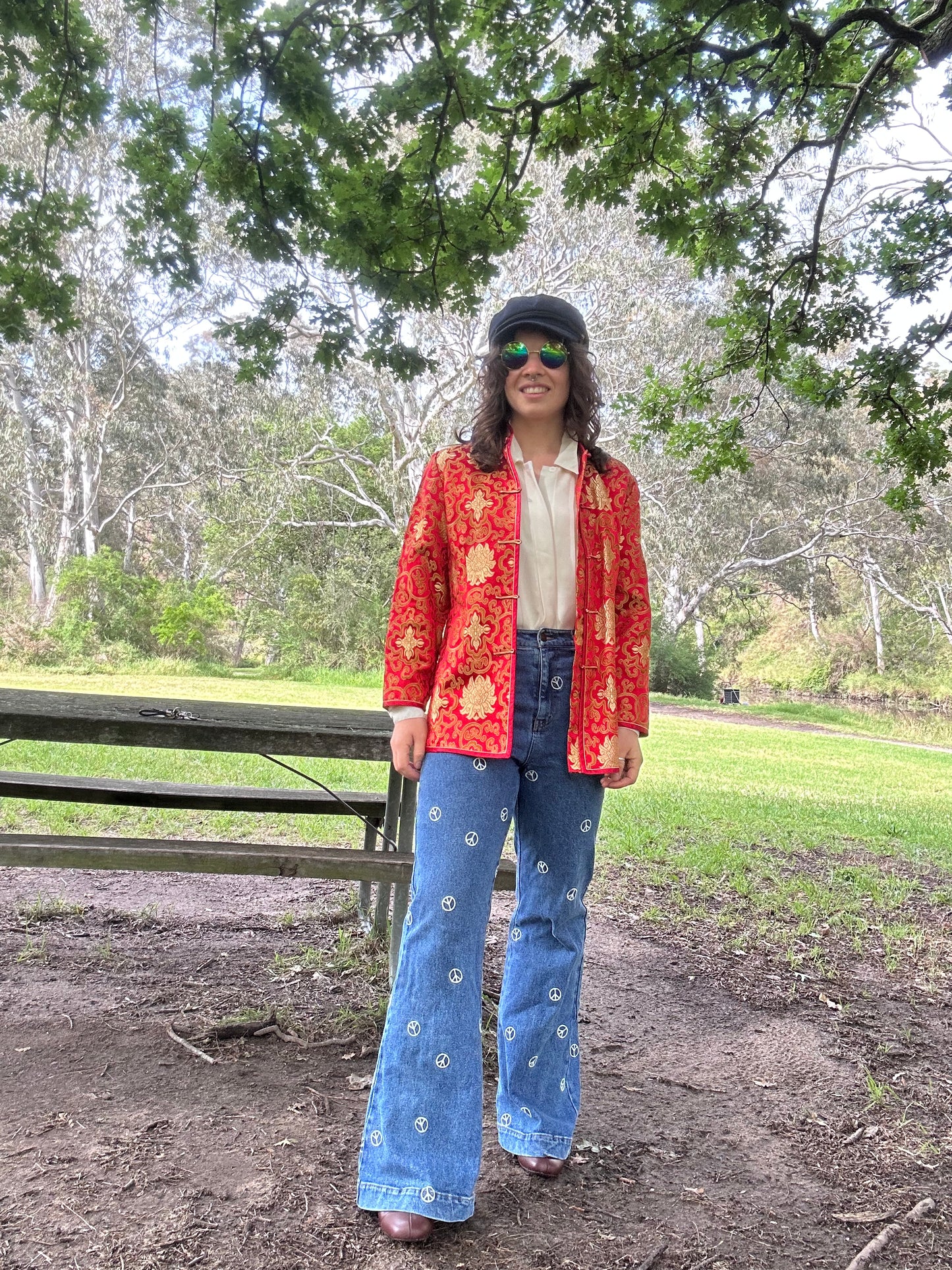Red & Gold Silk Asian-Style Jacket