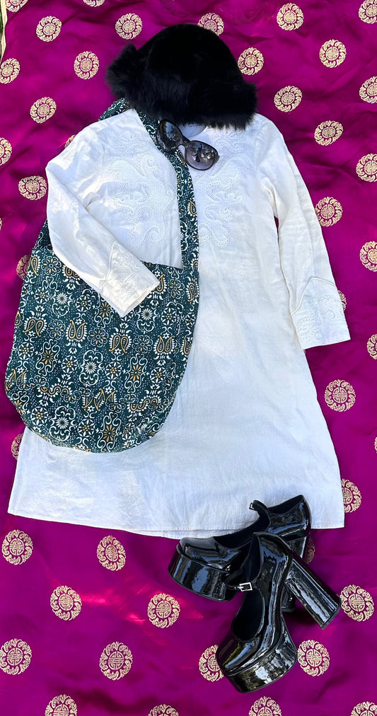 White Linen 60 style mini Dress