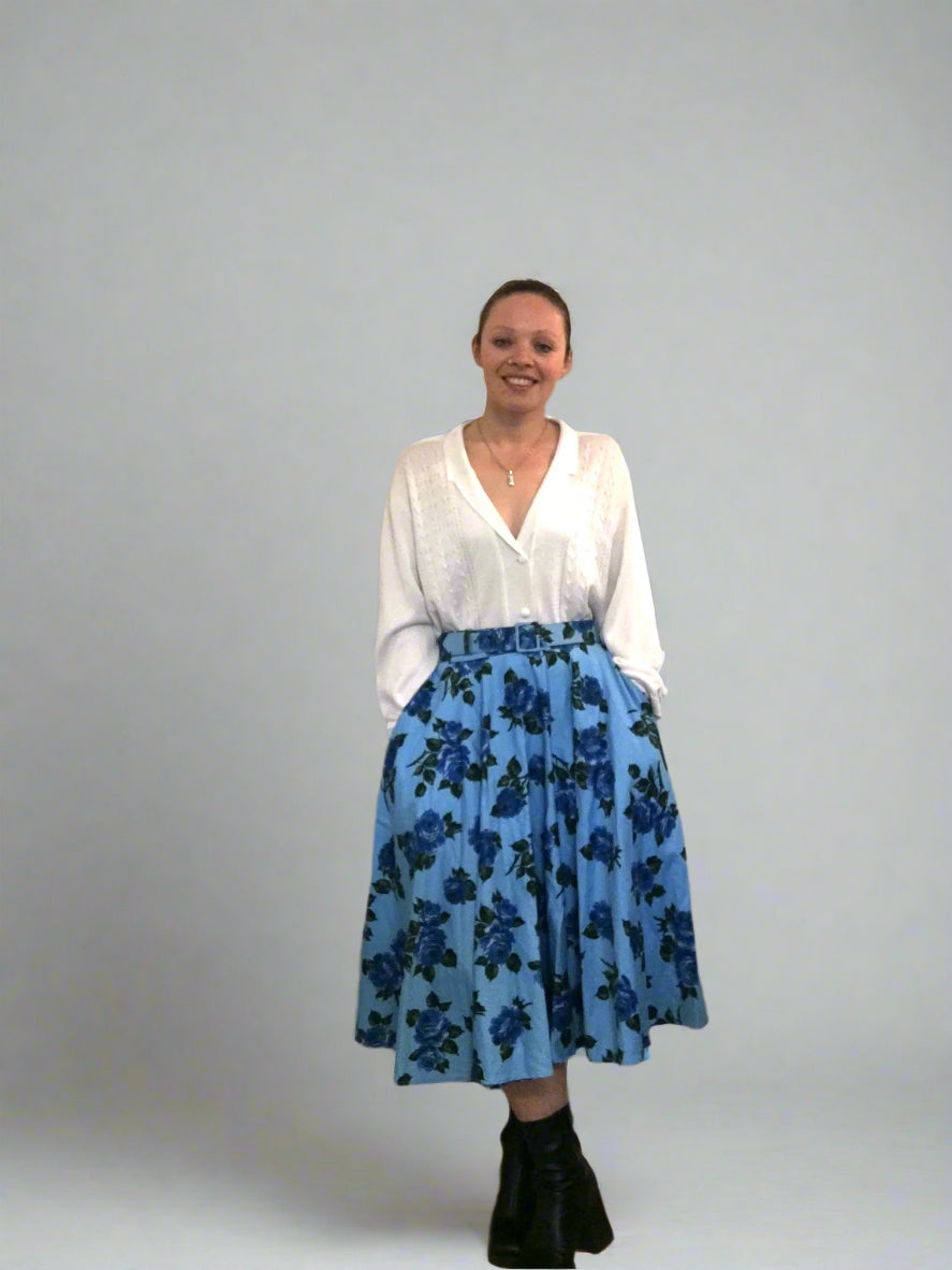Blue Floral 50s skirt