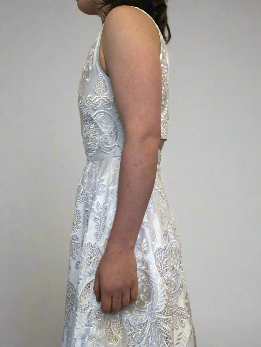 Taelise Cooper embossed floral white dress