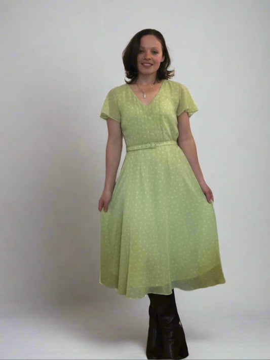 Laura Ashley 50s lime green dress