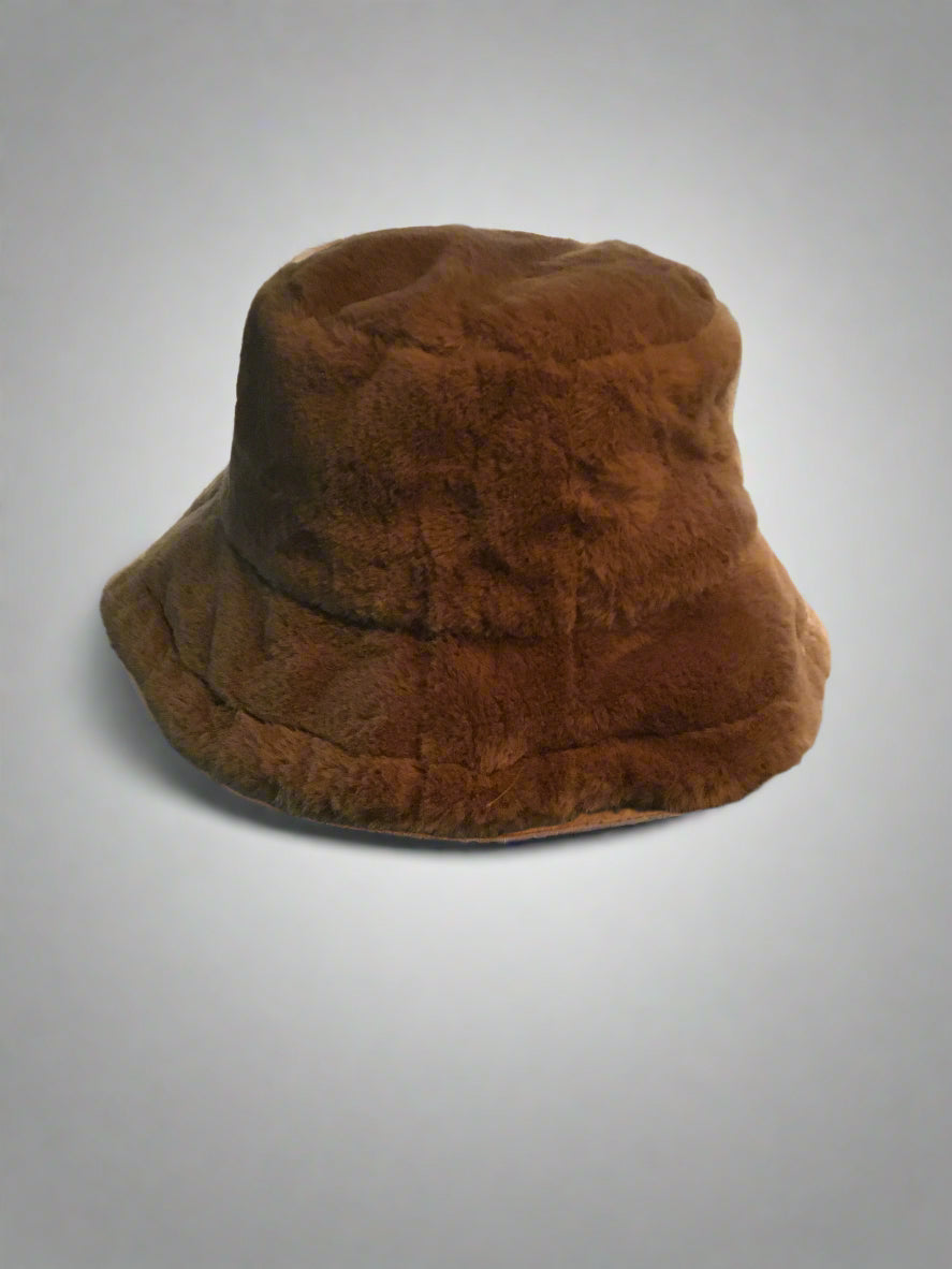 Fluffy Light Brown Bucket Hat