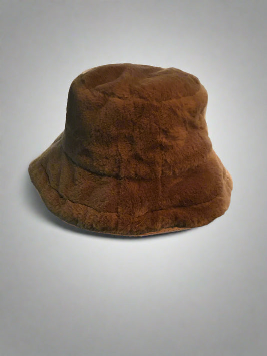 Fluffy Light Brown Bucket Hat