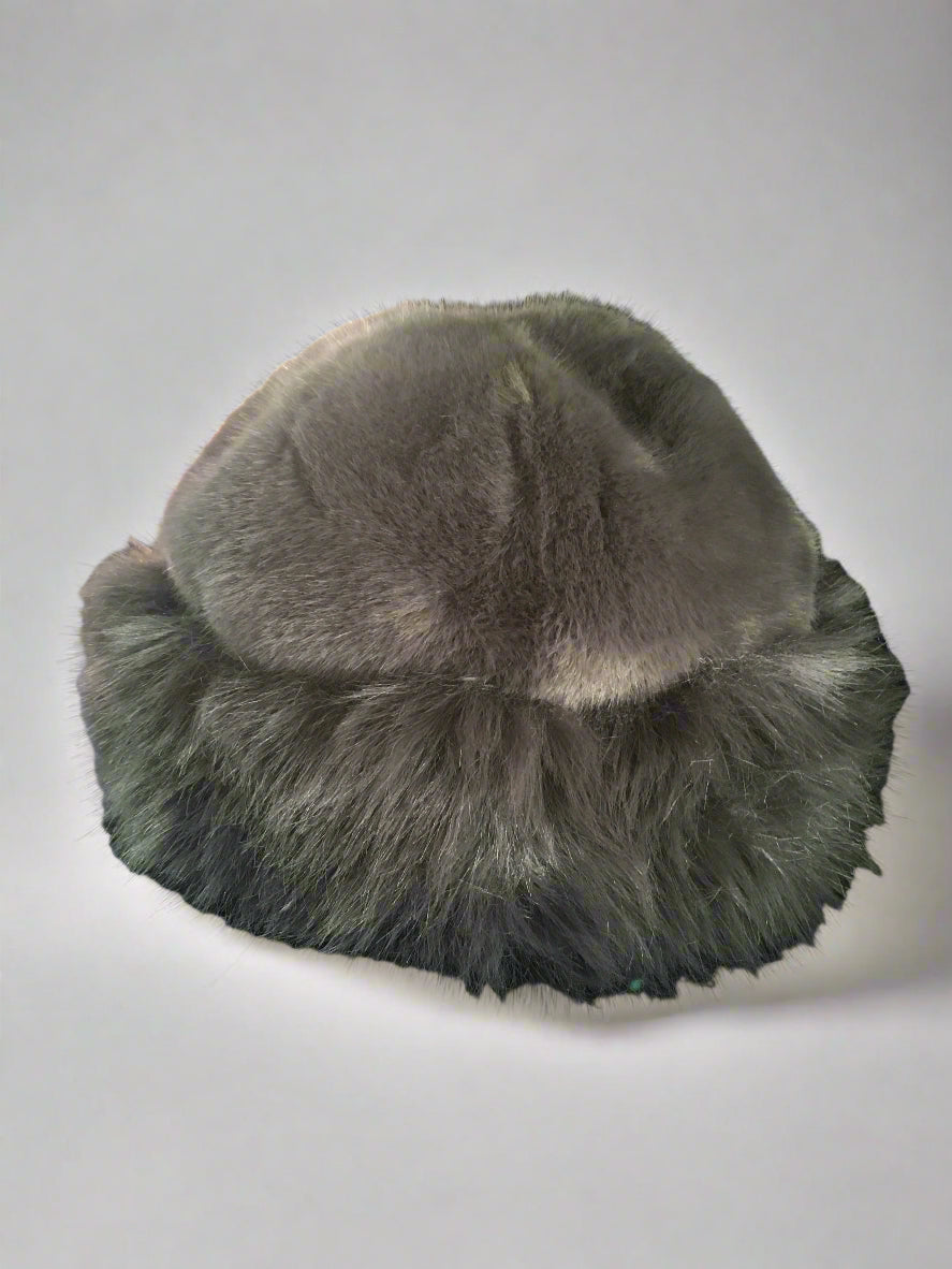 Grey fluffy Vintage Style Hat