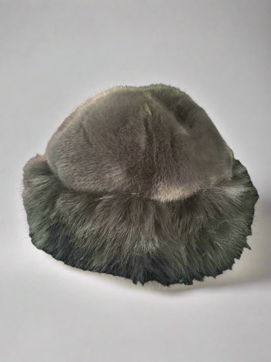 Grey fluffy Vintage Style Hat