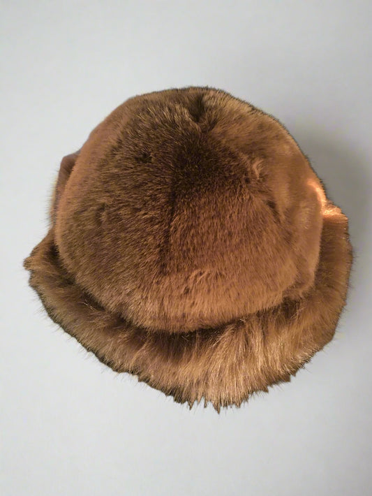 Brown Fluffy Vintage Style Hat