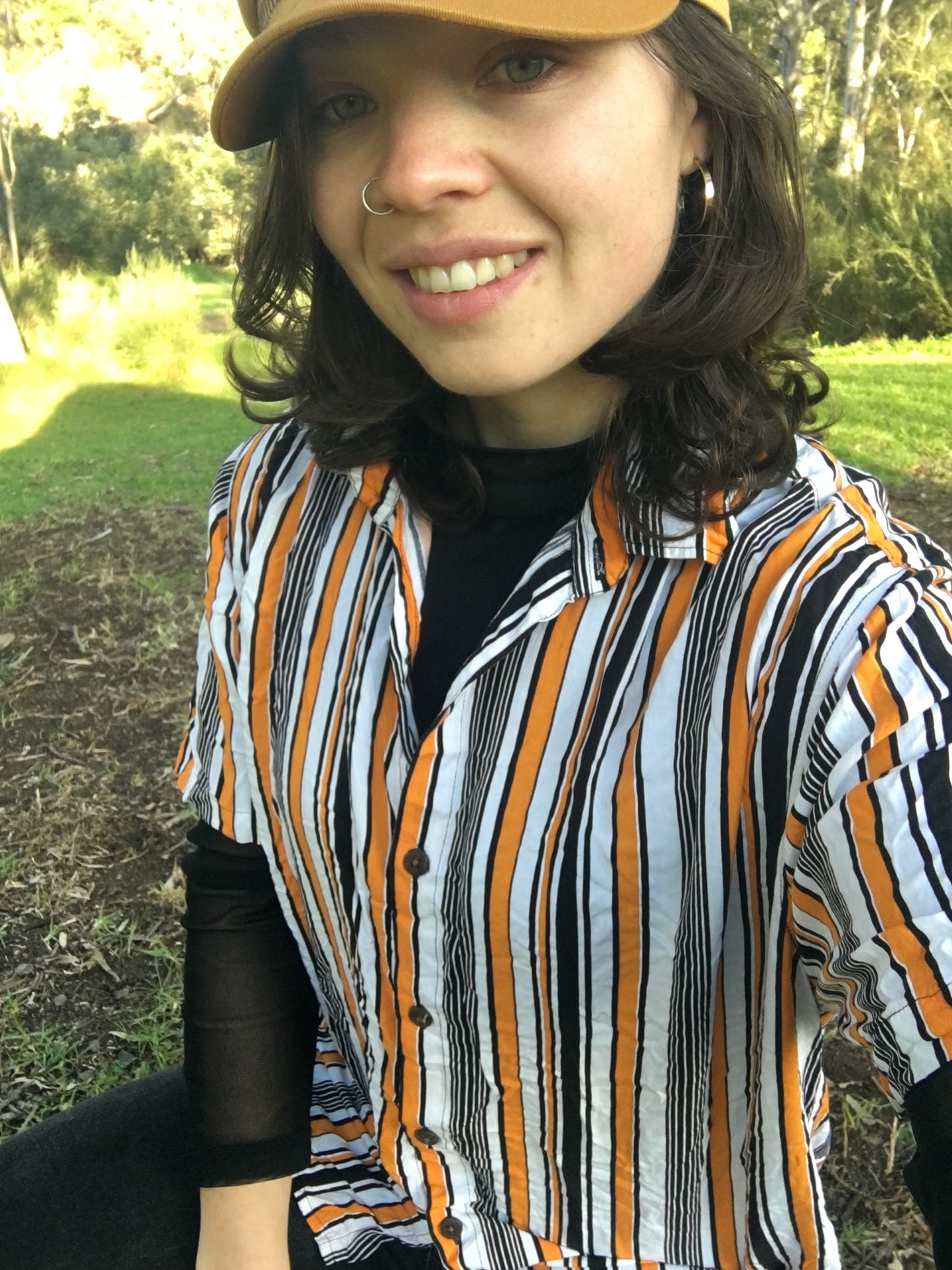 Yellow, Black and White Striped Shirt