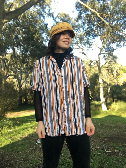 Yellow, Black and White Striped Shirt