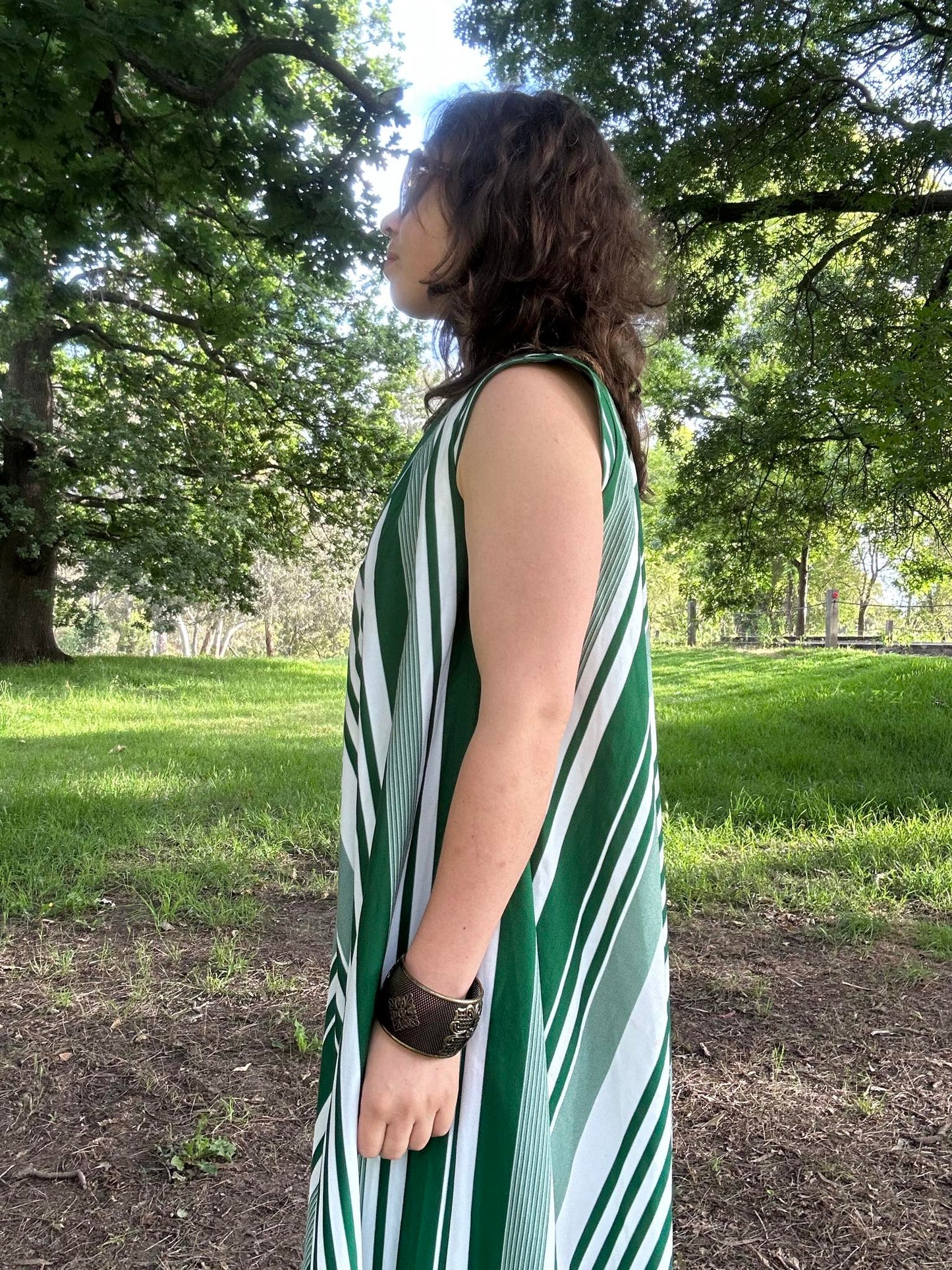 Vintage 1970s Green and white Summer Dress