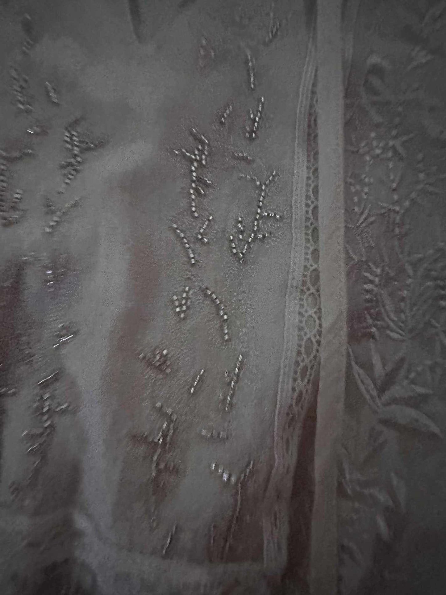 Cream Embroidered 70s style Midi Dress