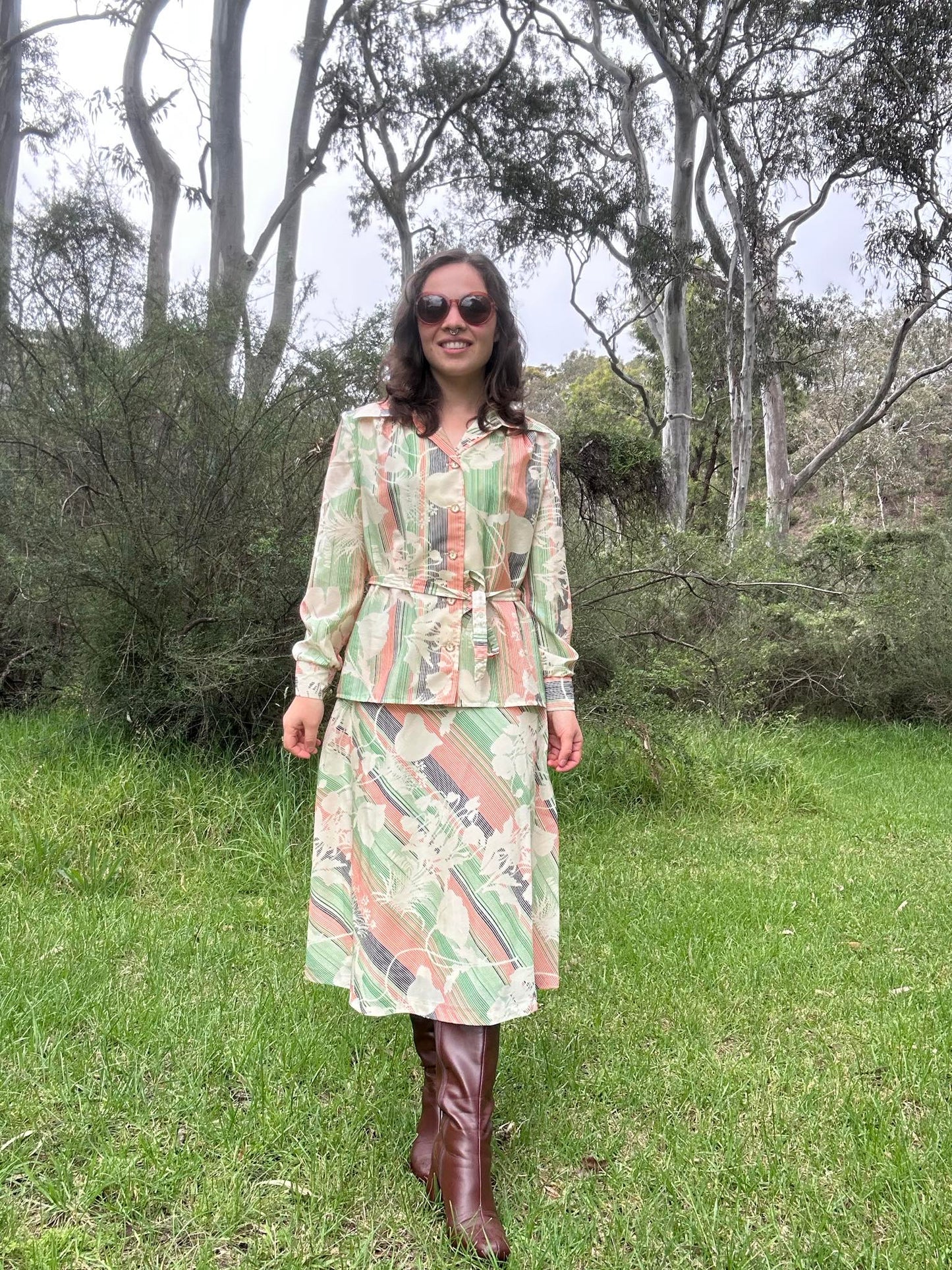 1970s blouse and skirt Set